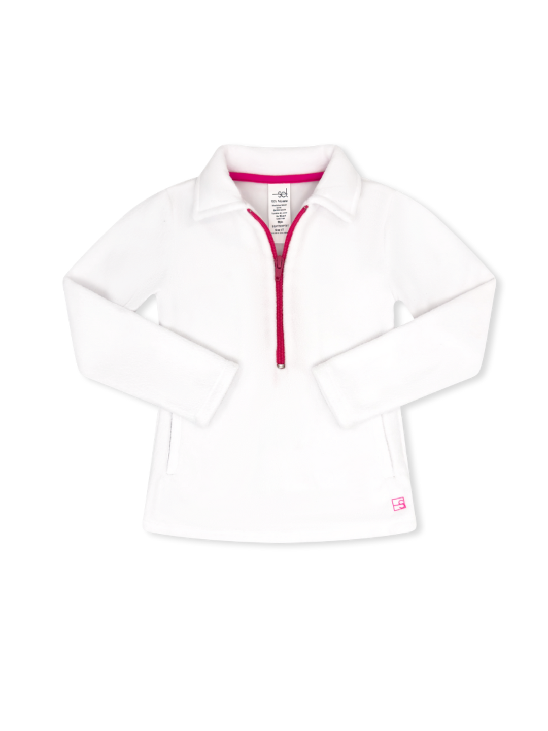 Heather Half Zip - Pure Coconut Fleece, Power Pink