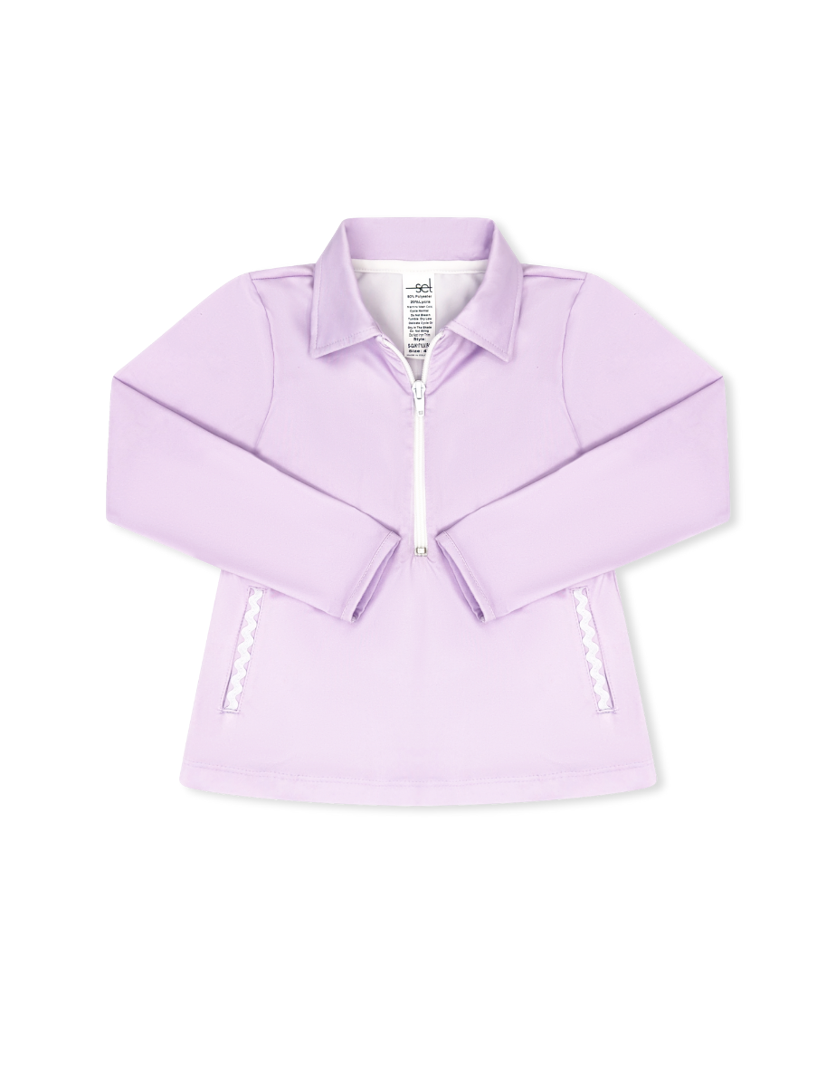 Heather Half Zip -  Petal Purple, Pure Coconut