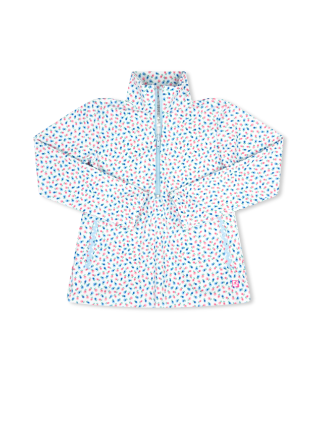 Heather Half Zip - Kindness Blooms Floral, Cotton Candy Blue