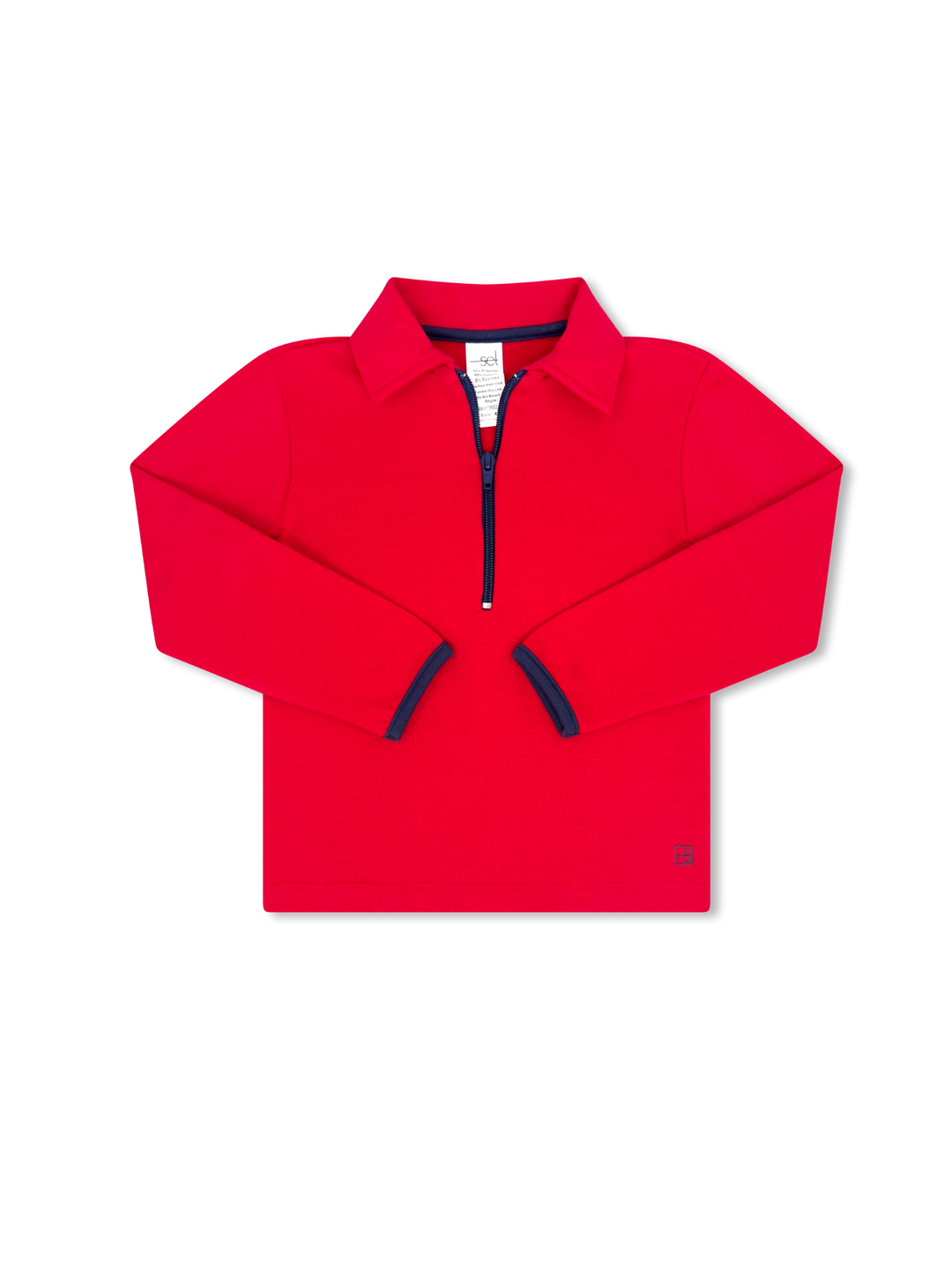 Henry Half Zip - Candy Apple Red, Nantucket Navy Knit