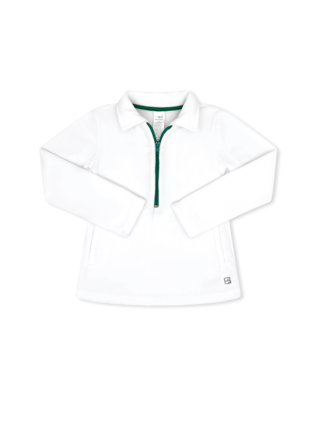 Henry Half Zip - Pure Coconut Fleece, Augusta Green.