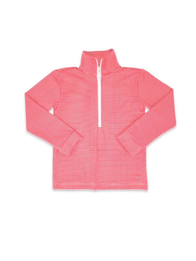 Henry Half Zip - Candy Apple Red Minigingham