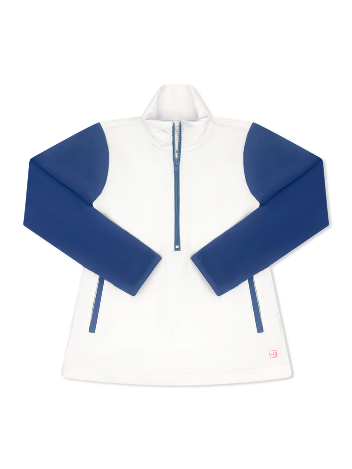 Heather Half Zip - Pure Coconut, Baton Rouge Blue