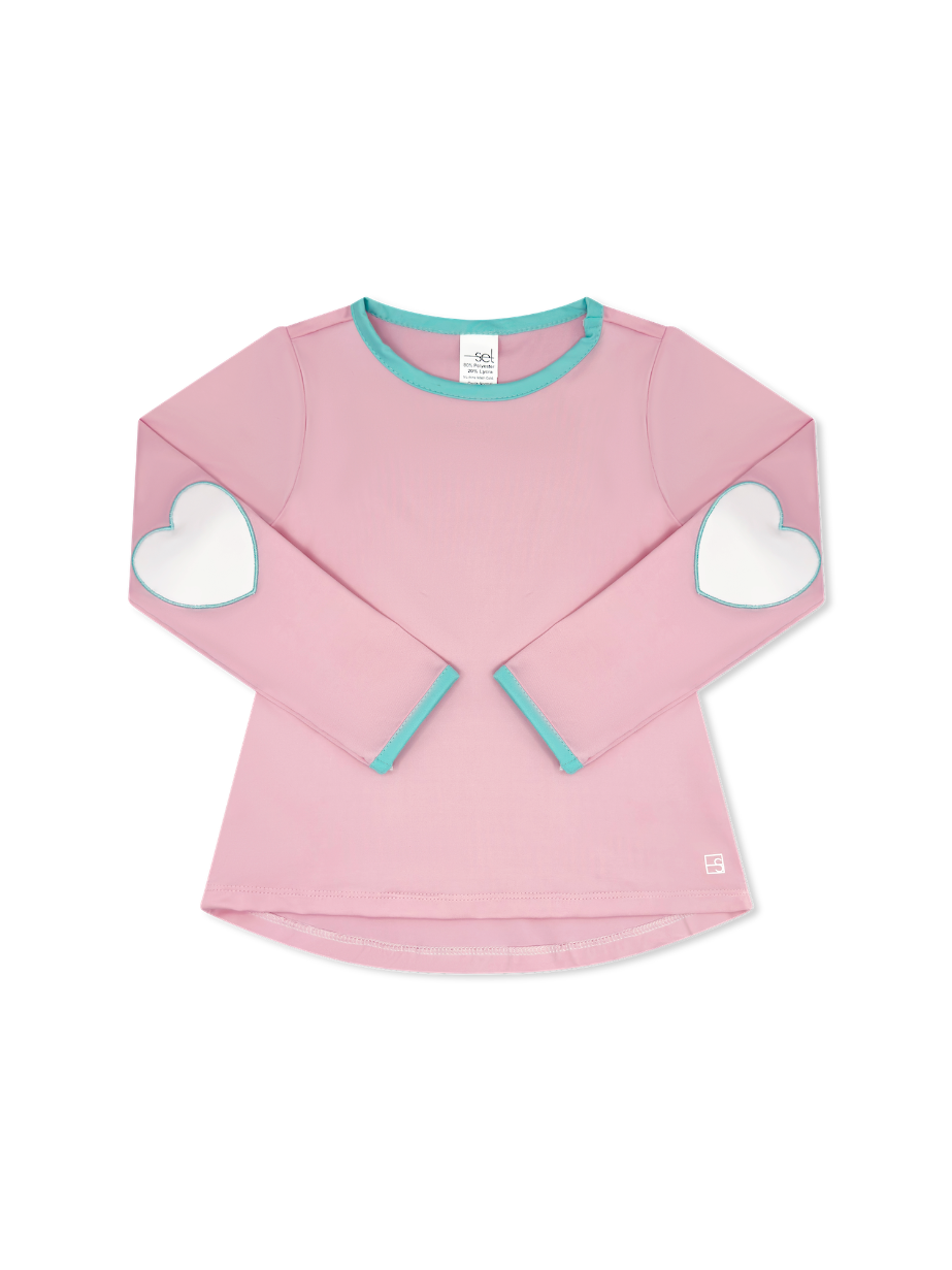 Kylie Long Sleeve Tee - Cotton Candy Pink, Totally Turquoise