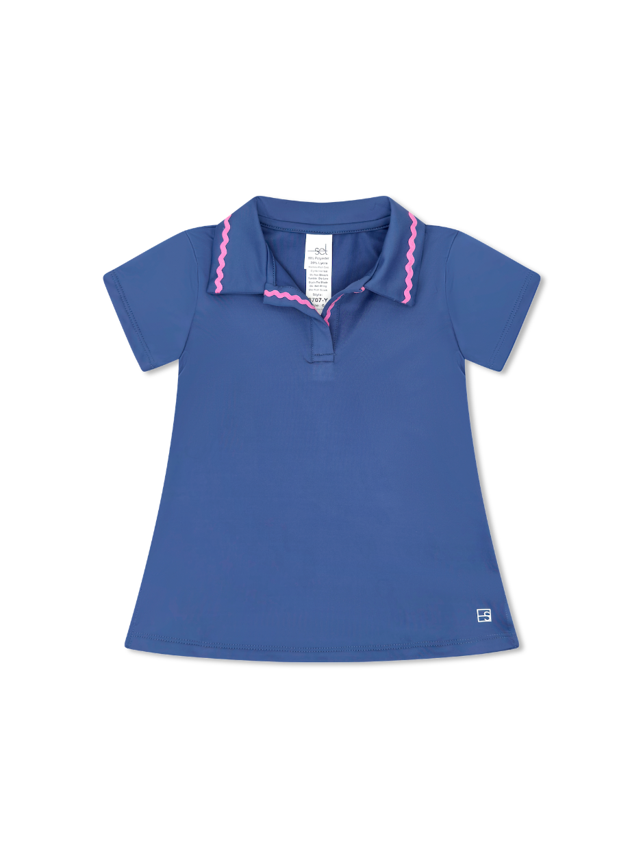 Piper Polo - Baton Rouge Blue, Flamingo Pink