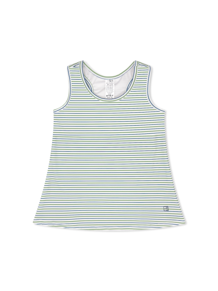 Rory Razorback Tank - Pistachio Green Stripe