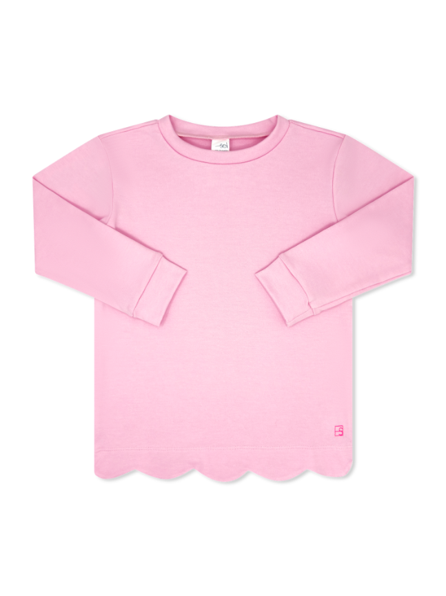 Shelby Scallop Sweatshirt - Cotton Candy Pink