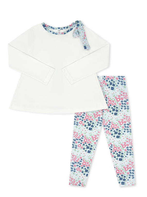 Madeline Legging Set - Baton Rouge Blooms, Pure Coconut