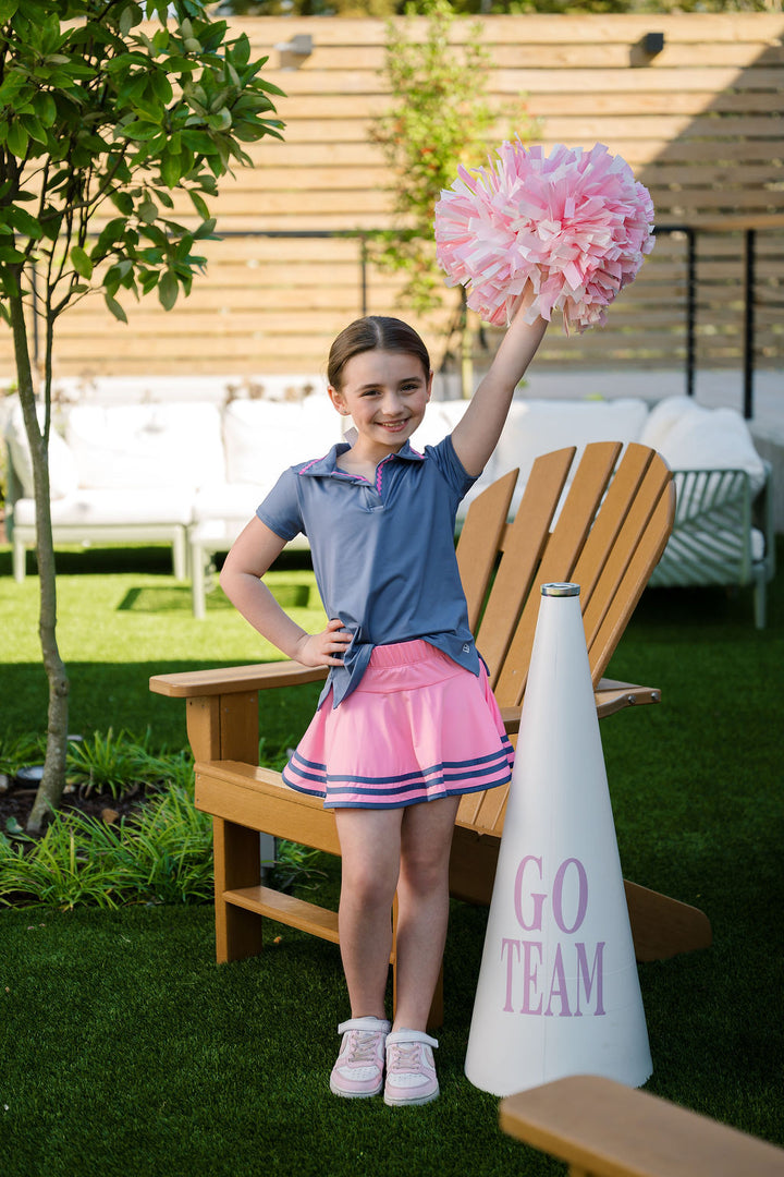 Piper Polo - Baton Rouge Blue, Flamingo Pink