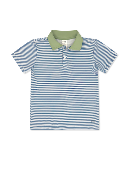 Parker Polo -  Baton Rouge Blue Ministripe, Pistachio Green