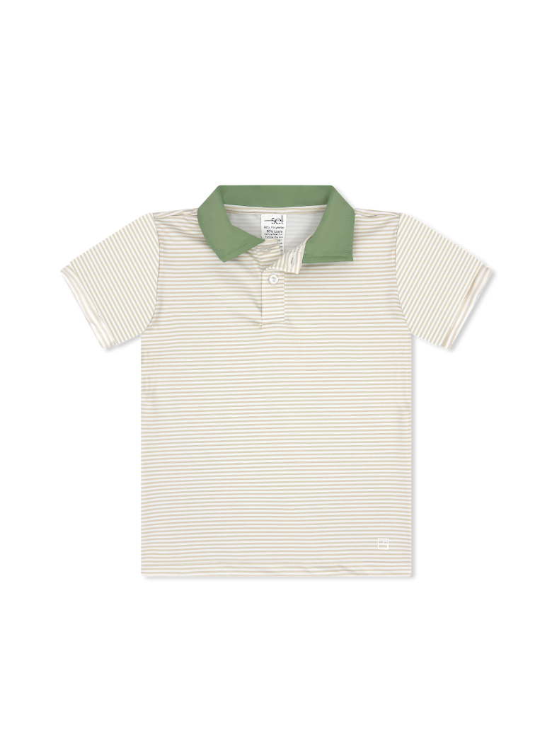 Parker Polo -  Sandstone Ministripe, Pistachio Green