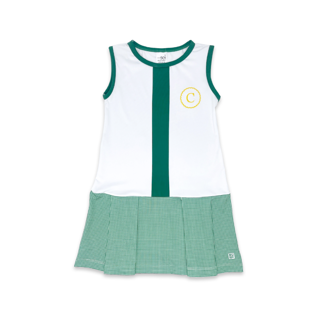 Renea Dress -  Pure Coconut, Augusta Green Minigingham