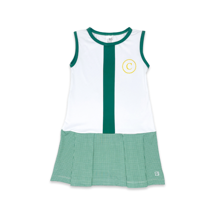 Renea Dress -  Pure Coconut, Augusta Green Minigingham