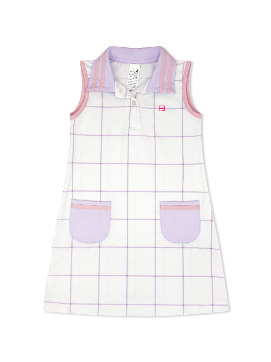 Serena Dress - Petal Purple Windowpane, Cotton Candy Pink