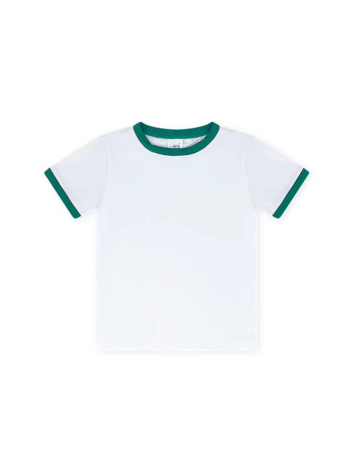 Bradley Basic Tee -  Pure Coconut, Augusta Green