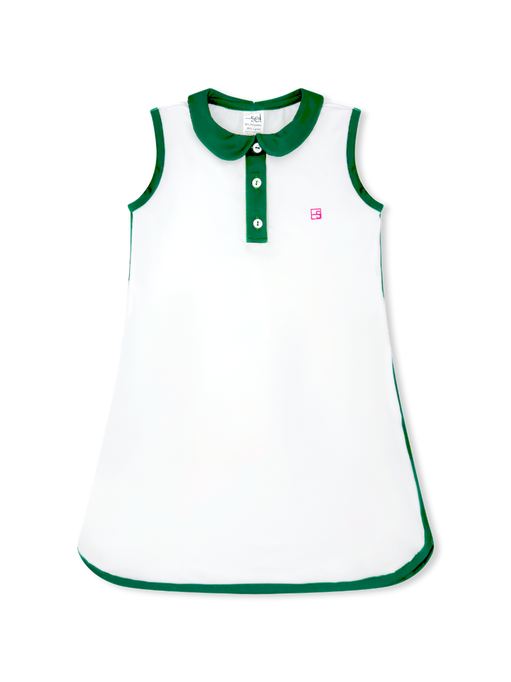 Presley Dress -  Pure Coconut and  Augusta Green