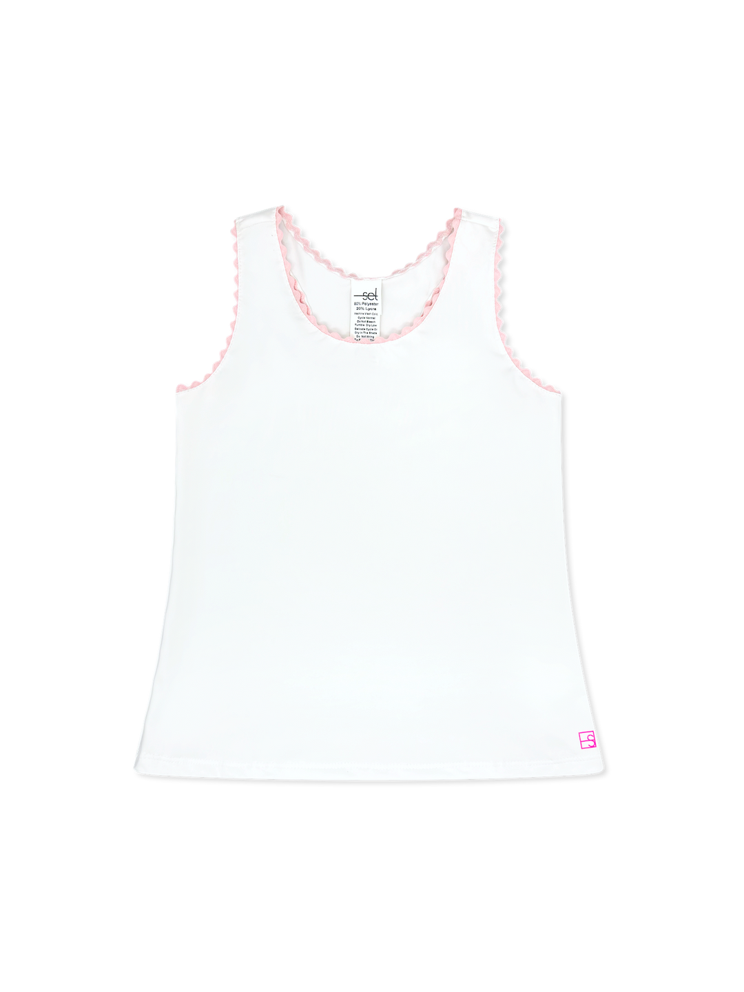 Riley Tank -  Pure Coconut and Cotton Candy Pink Ric Rac