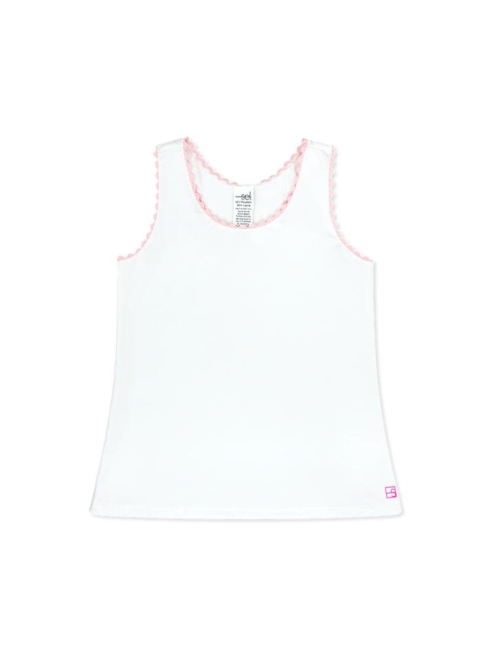 Riley Tank -  Pure Coconut and Cotton Candy Pink Ric Rac