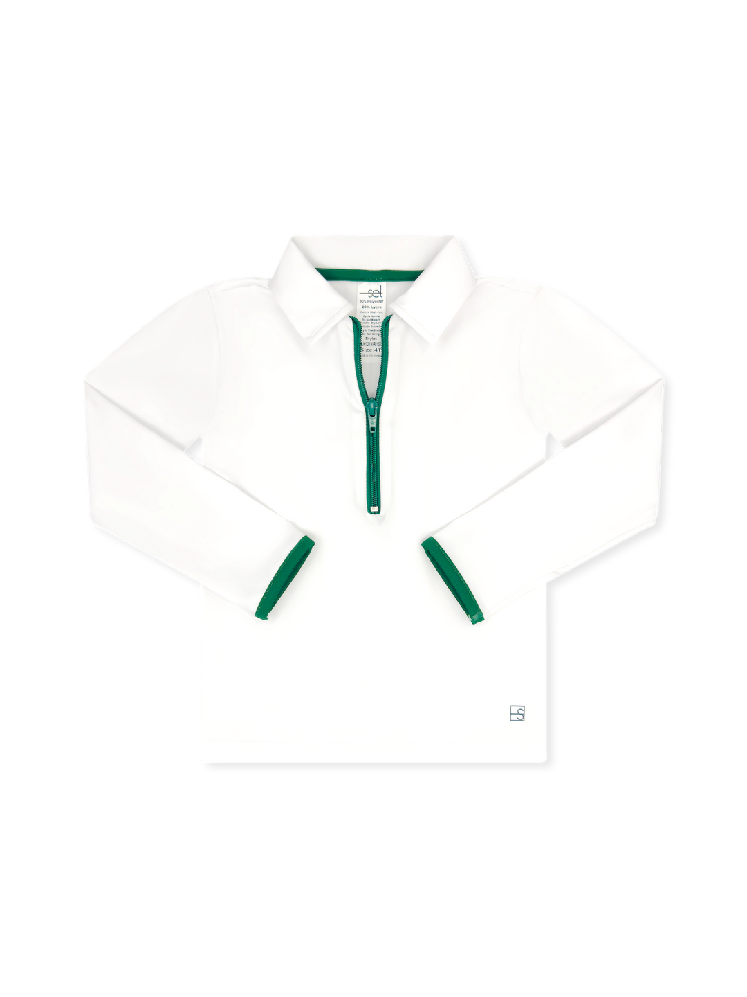 Henry Half Zip -  Pure Coconut, Augusta Green