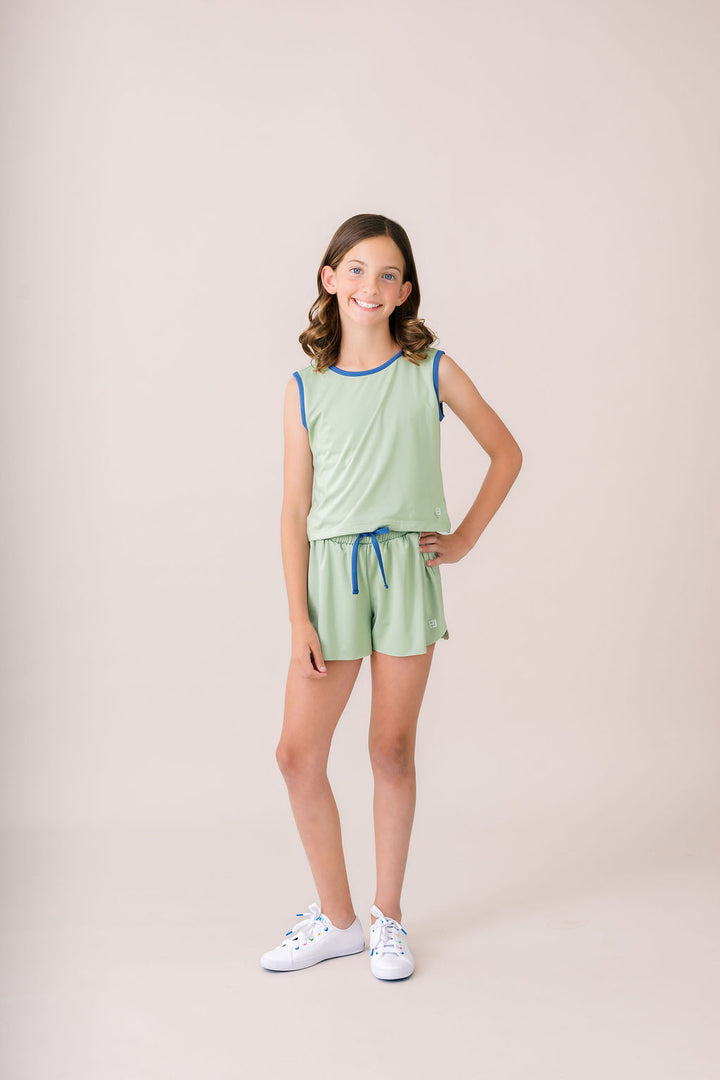 Tatum Short - Pistachio Green, Baton Rouge Blue