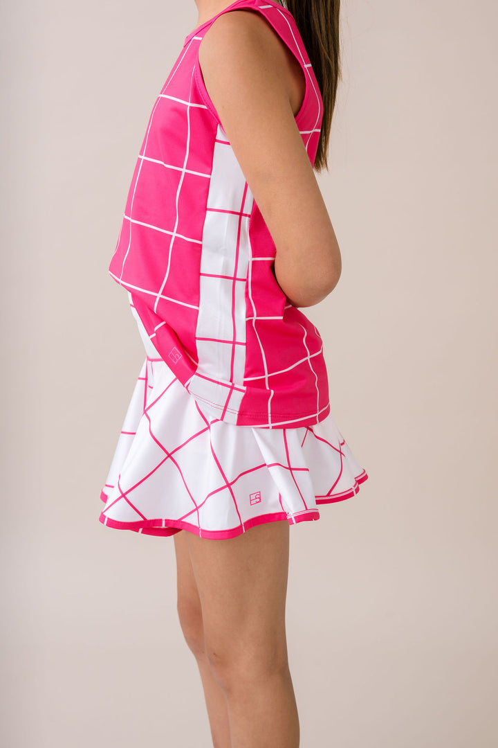 Quinn Skort - Power Pink Windowpane