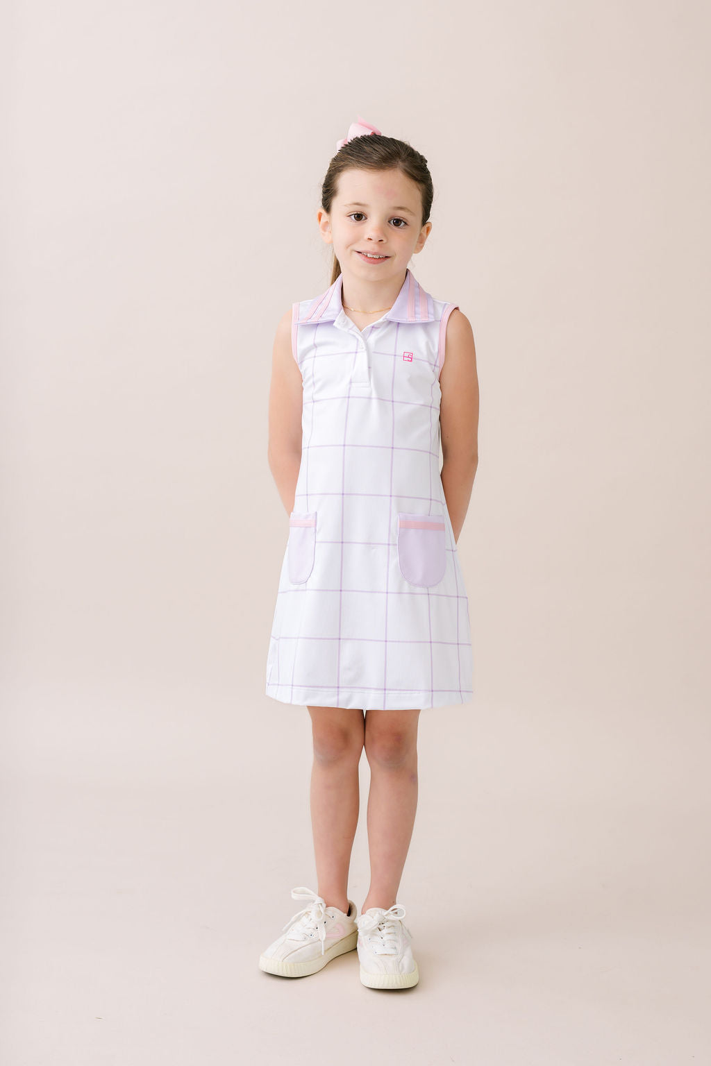 Serena Dress - Petal Purple Windowpane, Cotton Candy Pink
