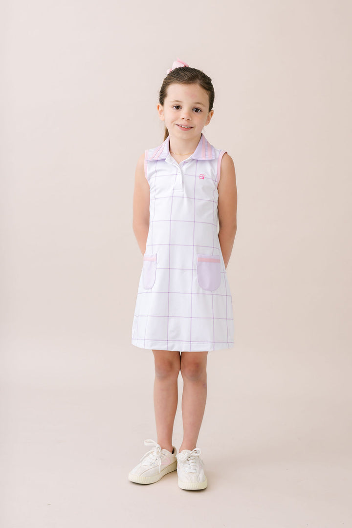 Serena Dress - Petal Purple Windowpane, Cotton Candy Pink