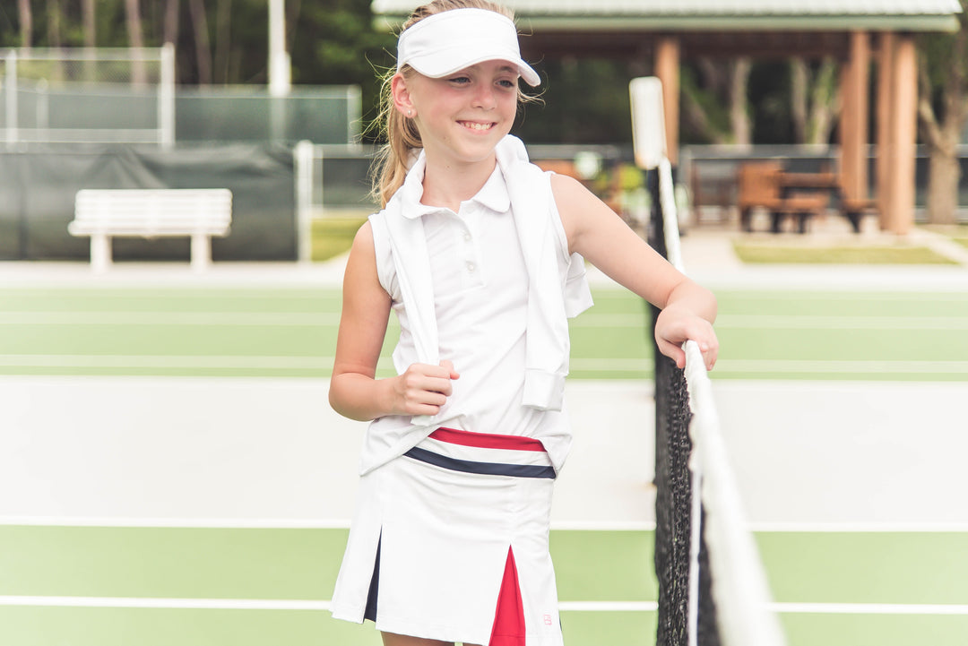 Courtney Skort -  Pure Coconut, Candy Apple Red, Nantucket Navy