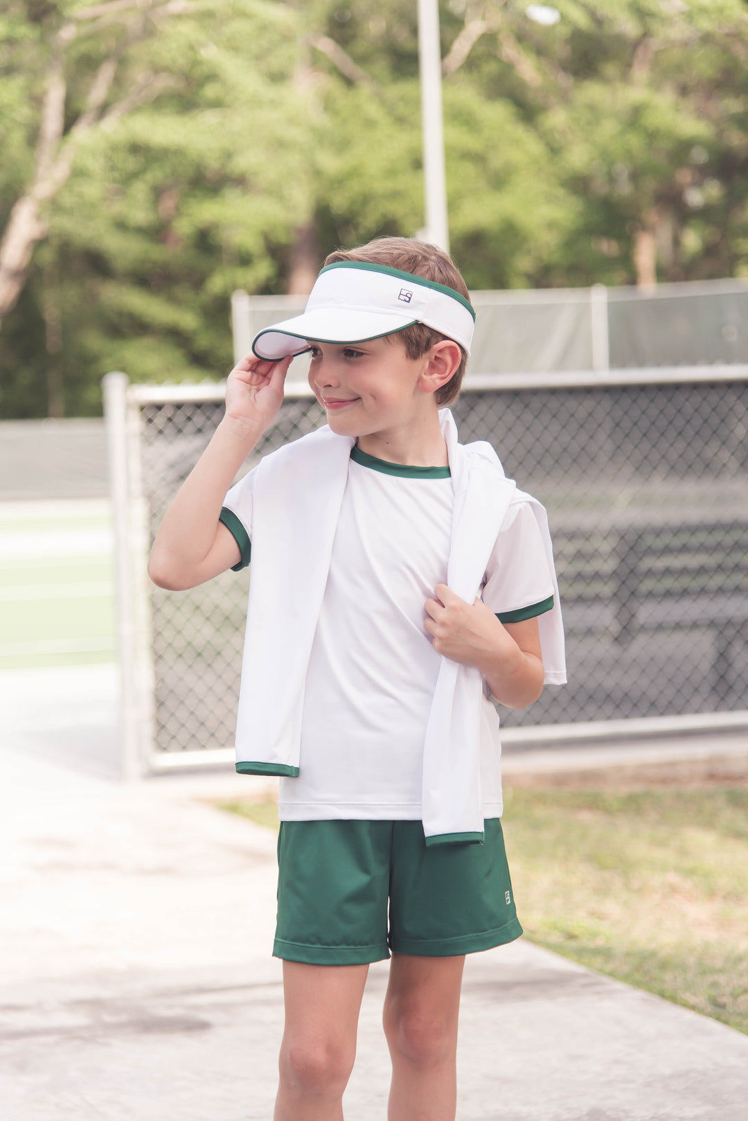 Bradley Basic Tee -  Pure Coconut, Augusta Green