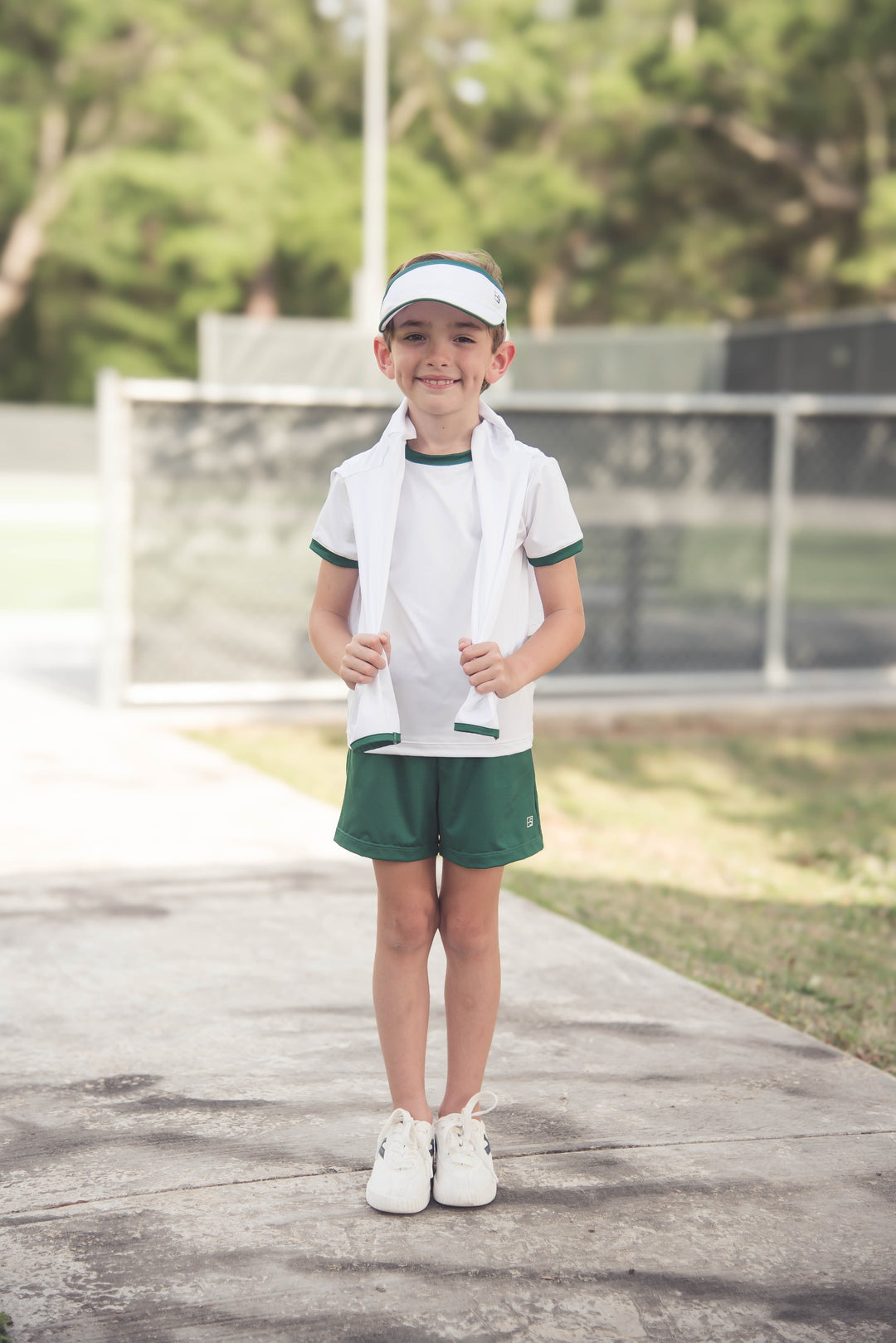 Bradley Basic Tee -  Pure Coconut, Augusta Green