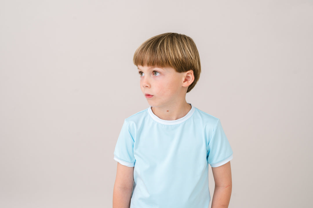 Bradley Basic T -  Cotton Candy Blue, Cotton Candy Blue Minigingham