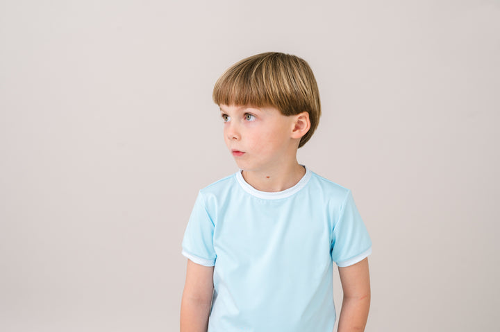 Bradley Basic T -  Cotton Candy Blue, Cotton Candy Blue Minigingham