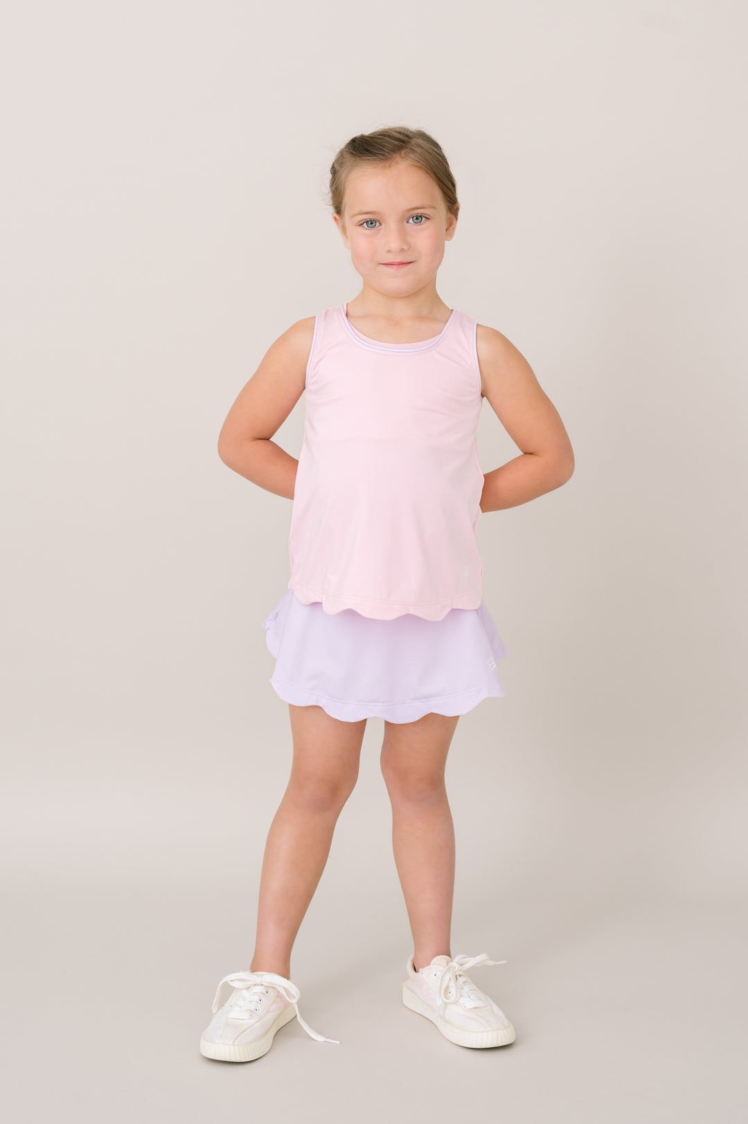 Anna Scallop Tank -  Cotton Candy Pink, Petal Purple