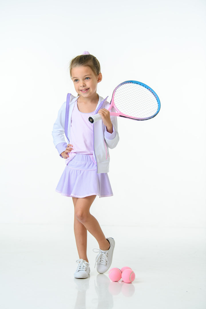 Juliet Jacket -  Pure Coconut, Petal Purple Minigingham