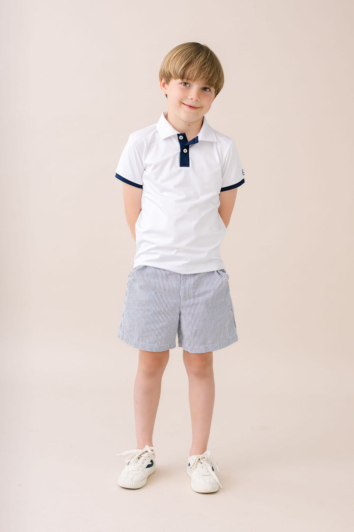 Parker Polo -  Pure Coconut, Nantucket Navy