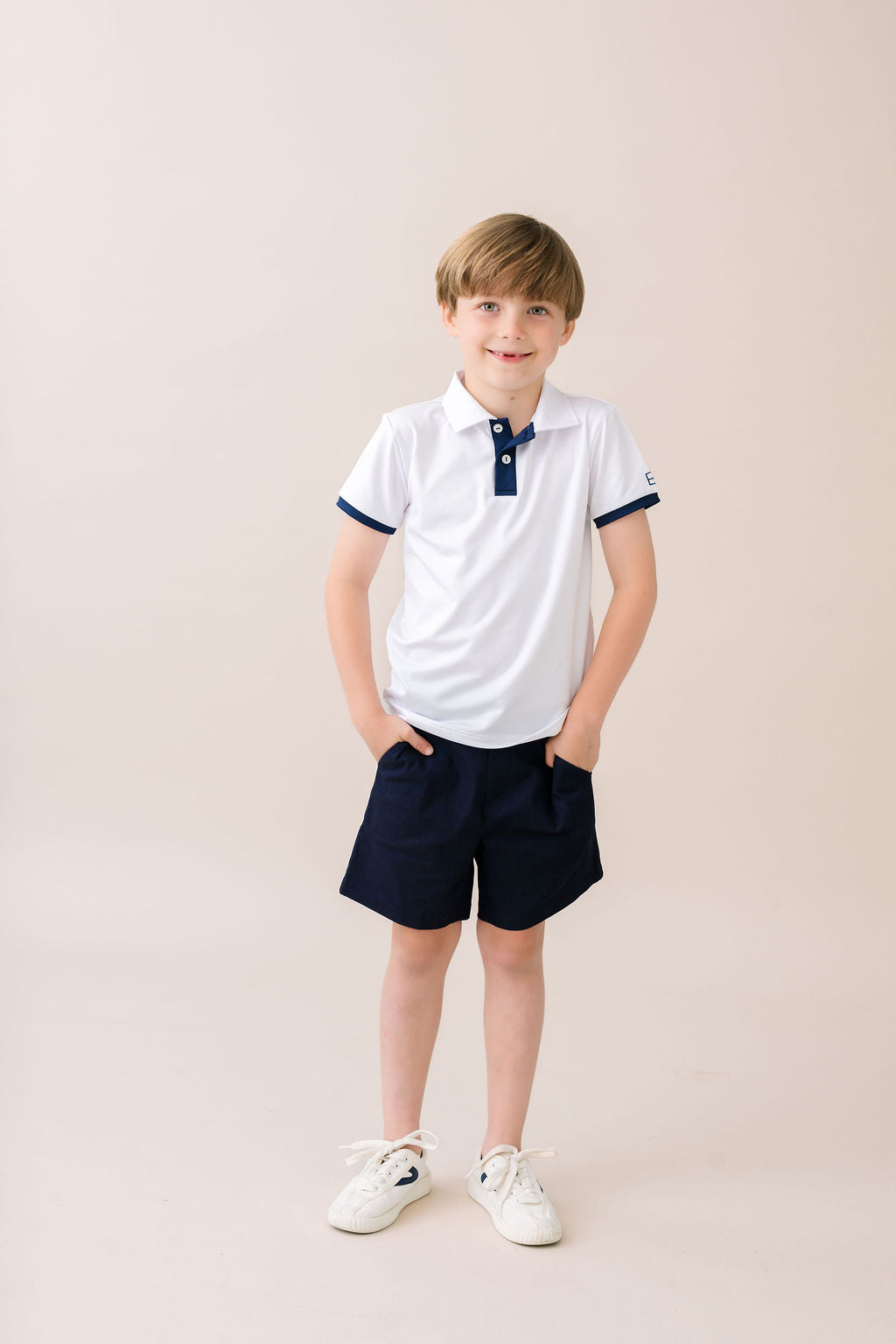 Parker Polo -  Pure Coconut, Nantucket Navy