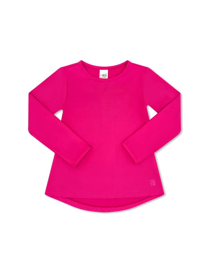 Taylor T Long Sleeve - Power Pink, Coconut White.